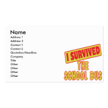 I SURVIVED THE SCHOOL BUS BUSINESS CARD TEMPLATE