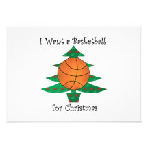 I want a basketball for Christmas Custom Invitation