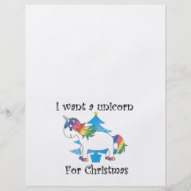 I want a unicorn for Christmas blue christmas tree Flyer Design