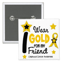 I Wear Gold For My Friend 12 STAR VERSION Pinback Buttons