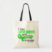 I Wear Lime Green 42 Wife Lyme Disease Tote Bags