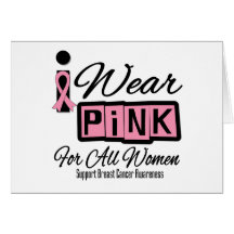 I Wear Pink Breast Cancer For All Women (Retro) Card