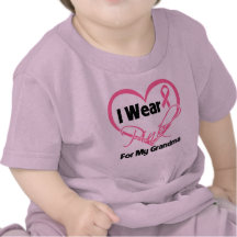 I Wear Pink Heart Ribbon Grandma Breast Cancer Tshirts