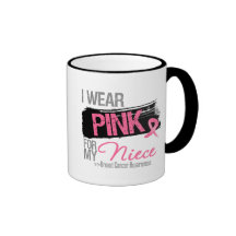 I Wear Pink Ribbon For My Niece Breast Cancer Mugs