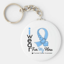 I Wear Prostate Cancer Ribbon For My Hero Keychains