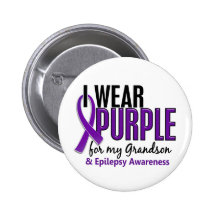I Wear Purple For My Grandson 10 Epilepsy Buttons