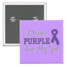 I Wear Purple For My Son (Purple Ribbon) Pinback Button