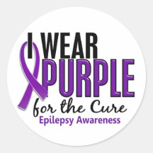 I Wear Purple For The Cure 10 Epilepsy Round Sticker