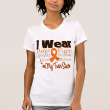 I Wear Ribbon Collage Twin Sister - Leukaemia Tee Shirt