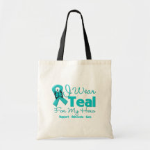 I Wear Teal For My Hero Tote Bags