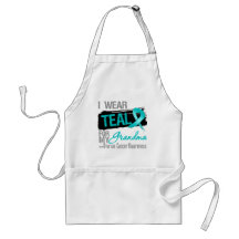 I Wear Teal Ribbon For My Grandma Ovarian Cancer Aprons