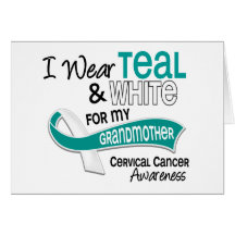I Wear Teal White 42 Grandmother Cervical Cancer Card