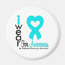 I Wear Turquoise Ribbon - Addiction Recovery Refrigerator Magnets