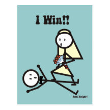 I Win Wedding Postcard