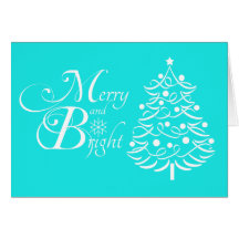 Ice blue merry and bright holiday folded card