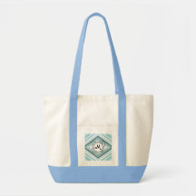 Ice Blue Modern-Retro Stripe Diamond with Monogram Canvas Bags