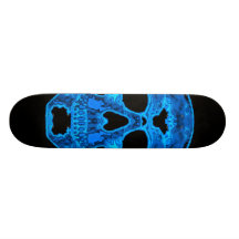 Ice Blue Skull Skateboard