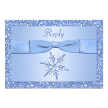 Ice Blue Snowflake Reply Card Personalised Invitation