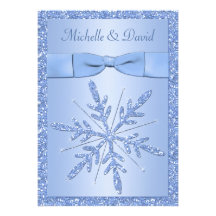Ice Blue Snowflakes Wedding Invitation