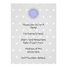 Ice Character with a Smile. Blue and Grey. Custom Announcement