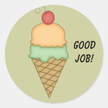 Ice Cream Cone with Cherry #1 Round Stickers