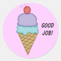 Ice Cream Cone with Cherry #5 Round Sticker
