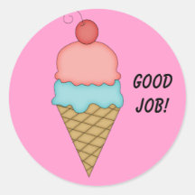 Ice Cream Cone with Cherry #7 Round Sticker