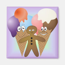 "Ice Cream" Fridge Magnet SQUARE