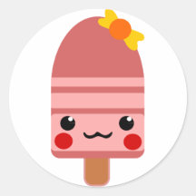 ice cream green round stickers