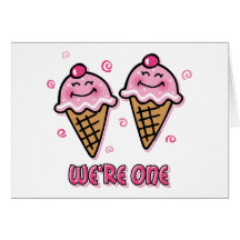 Ice Cream We're One Twin Girls Card