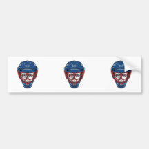 ice hockey goalie mask skull design bumper sticker