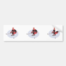 ice hockey player ready to strike bumper stickers