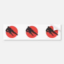 ice hockey silhouette red circle design bumper stickers