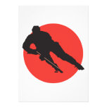 ice hockey silhouette red circle design custom invites