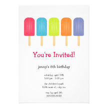 Ice Pops Birthday Party Invitations