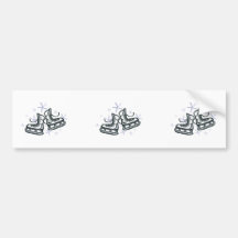 ice skates and snowflakes graphic bumper stickers
