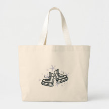 ice skates and snowflakes graphic canvas bag