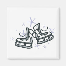 ice skates and snowflakes graphic refrigerator magnet