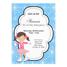 Ice Skating Birthday (Blue) Custom Announcements