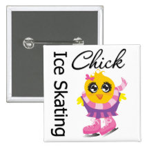 Ice Skating Chick Pinback Buttons