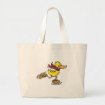 ice skating duck tote bag