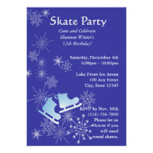 Ice Skating Party Custom Invitation