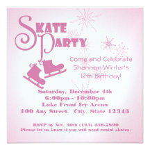 Ice Skating Party Personalised Invitations