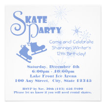 Ice Skating Party Personalized Invitations
