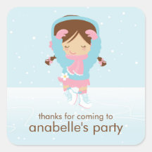 Ice Skating Party Square Sticker