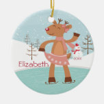 Ice Skating Reindeer Dated Christmas Ornament