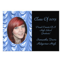 Icy Blue Swag Graduation Add Your Photo Custom Invite