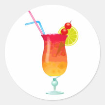 Icy Tropical Rum Punch Round Stickers