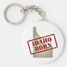 Idaho Born - Stamp on Map Keychain