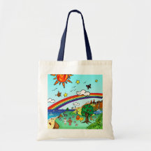 Idyllic Children's Landscape -- Paradise Binder Canvas Bags